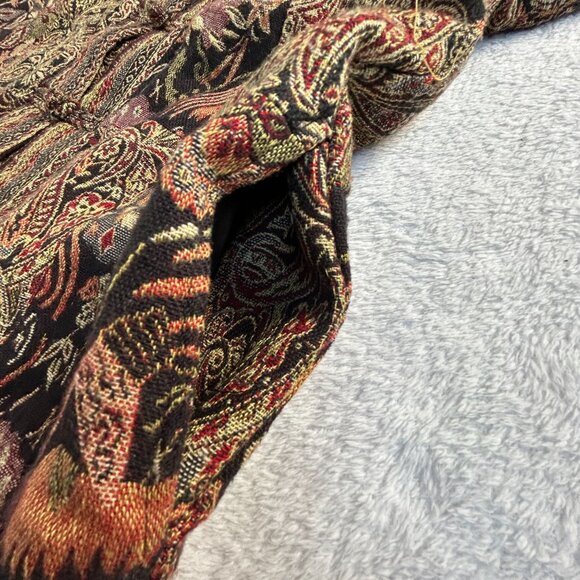 White Stag Womens Brocade Tapestry Jacket Small Black/Red Paisley Damask Print - Picture 5 of 10